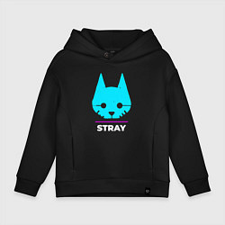 Толстовка оверсайз детская Символ Stray в неоновых цветах, цвет: черный