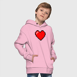 Толстовка оверсайз детская Пиксельное сердце-здоровье - Красный, цвет: светло-розовый — фото 2