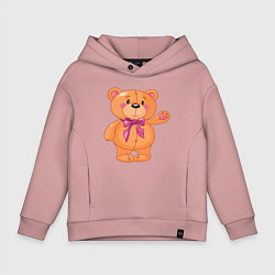 Толстовка оверсайз детская Милый плюшевый медвеженок, цвет: пыльно-розовый