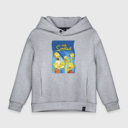 Толстовка оверсайз детская Семейка Симпсонов - Гомер, Мардж и их отпрыски, цвет: меланж