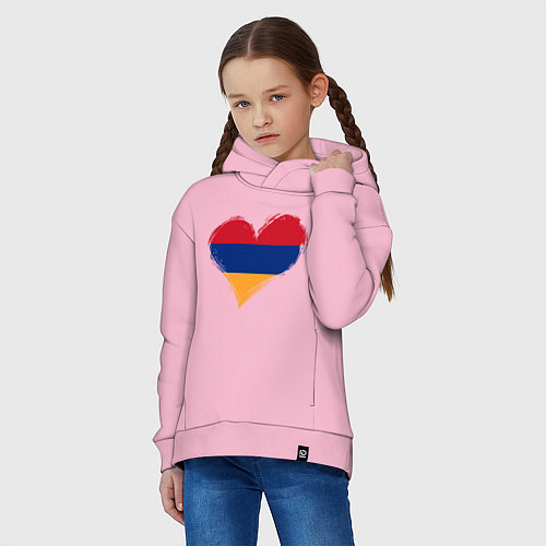 Детское худи оверсайз Сердце - Армения / Светло-розовый – фото 3