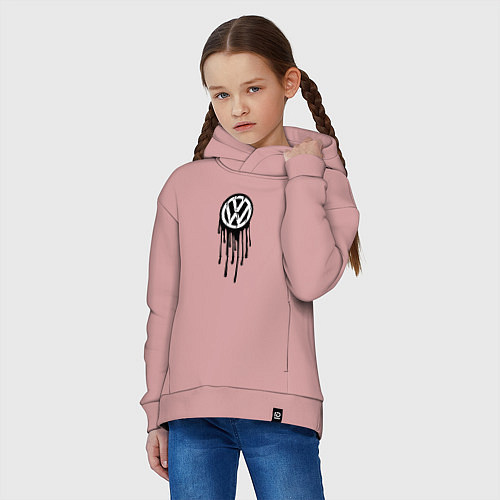 Детское худи оверсайз Volkswagen - art logo / Пыльно-розовый – фото 3
