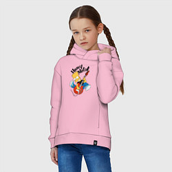 Толстовка оверсайз детская Барт Симпсон - гитарист - heavy metal, цвет: светло-розовый — фото 2