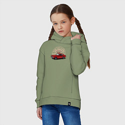 Толстовка оверсайз детская Красный ретро - автомобиль, цвет: авокадо — фото 2