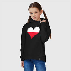 Толстовка оверсайз детская Сердце - Польша, цвет: черный — фото 2