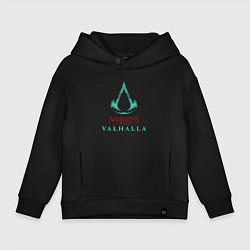 Толстовка оверсайз детская Assassins Creed Valhalla - logo, цвет: черный