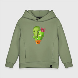 Толстовка оверсайз детская Любовь и кактусы, цвет: авокадо
