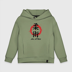 Толстовка оверсайз детская Jiu jitsu red splashes logo, цвет: авокадо