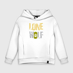 Толстовка оверсайз детская Lone Wolf - одинокий волк, цвет: белый