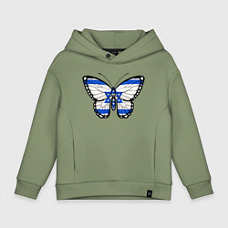 Толстовка оверсайз детская Бабочка - Израиль, цвет: авокадо