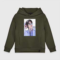 Толстовка оверсайз детская Мировой красавчик Джин, цвет: хаки
