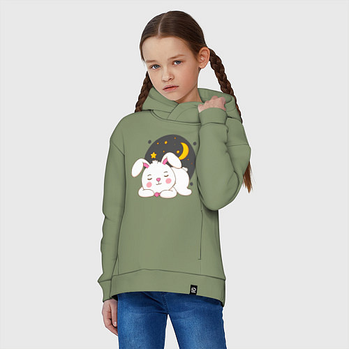 Детское худи оверсайз Спящий Зайка / Авокадо – фото 3