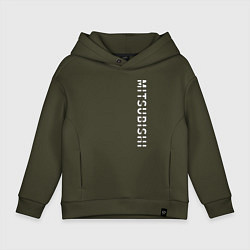 Толстовка оверсайз детская Mitsubishi сбоку, цвет: хаки