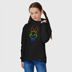 Толстовка оверсайз детская Радужный кролик, цвет: черный — фото 2