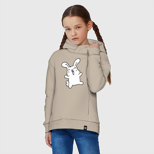 Детское худи оверсайз Happy Bunny / Миндальный – фото 3