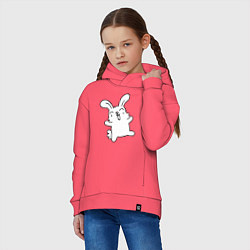 Толстовка оверсайз детская Happy Bunny, цвет: коралловый — фото 2