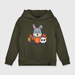 Толстовка оверсайз детская Rabbit halloween, цвет: хаки