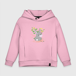Толстовка оверсайз детская Кролик смотрящий, цвет: светло-розовый