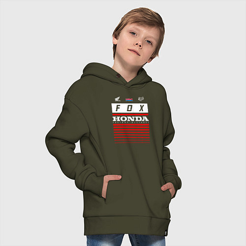 Детское худи оверсайз Honda racing / Хаки – фото 4