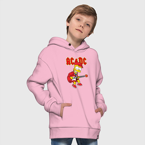 Детское худи оверсайз AC DC Барт Симпсон / Светло-розовый – фото 4