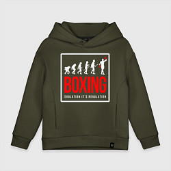 Толстовка оверсайз детская Boxing evolution its revolution, цвет: хаки