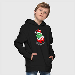 Толстовка оверсайз детская Merry Christmas, Santa Claus Grinch, цвет: черный — фото 2