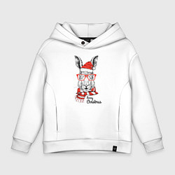 Толстовка оверсайз детская Santa Rabbit - Merry Christmas!, цвет: белый