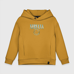 Толстовка оверсайз детская Nirvana - смайлик, цвет: горчичный