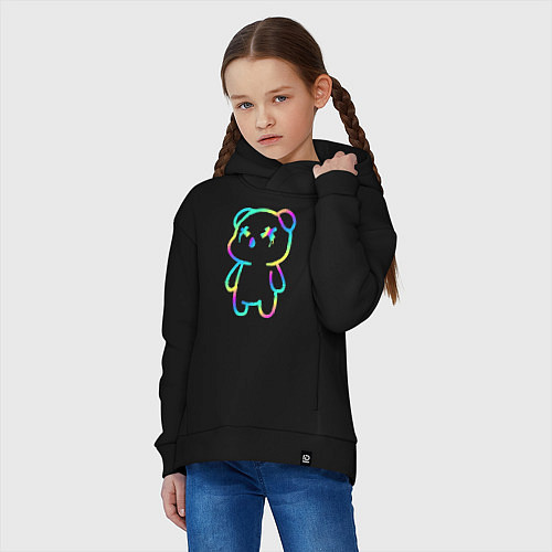 Детское худи оверсайз Cool neon bear / Черный – фото 3