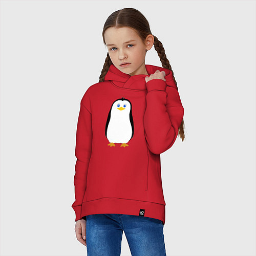 Детское худи оверсайз Красивый пингвин / Красный – фото 3