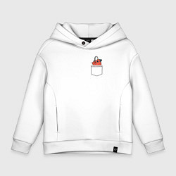 Толстовка оверсайз детская Пачита в кармашке - Человек бензопила, цвет: белый