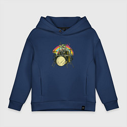 Толстовка оверсайз детская Зомби кот барабанщик, цвет: тёмно-синий