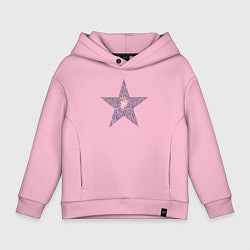 Толстовка оверсайз детская BTS JUNGKOOK портрет в звезде, цвет: светло-розовый
