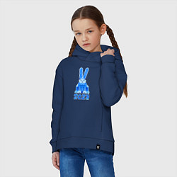 Толстовка оверсайз детская Геометрический синий кролик 2023, цвет: тёмно-синий — фото 2