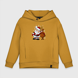 Толстовка оверсайз детская Санта и олень, цвет: горчичный