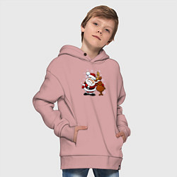 Толстовка оверсайз детская Санта и олень, цвет: пыльно-розовый — фото 2