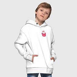 Толстовка оверсайз детская Зайка в кармашке, цвет: белый — фото 2