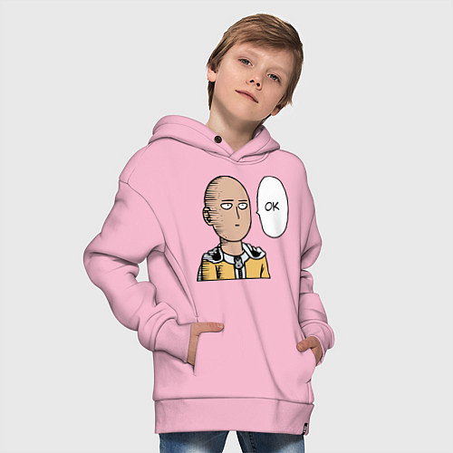 Детское худи оверсайз Saitama - OK / Светло-розовый – фото 4