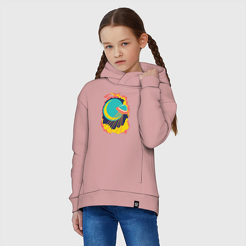 Детское худи оверсайз Летающая тарелка в небе / Пыльно-розовый – фото 3