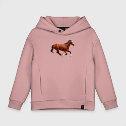 Толстовка оверсайз детская Чистокровная верховая лошадь, цвет: пыльно-розовый