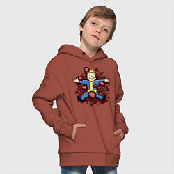 Толстовка оверсайз детская Vault boy caps, цвет: кирпичный — фото 2