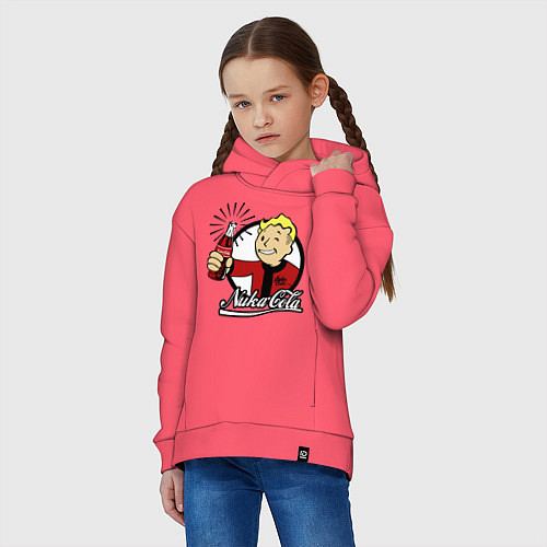 Детское худи оверсайз Vault boy - nuka cola / Коралловый – фото 3
