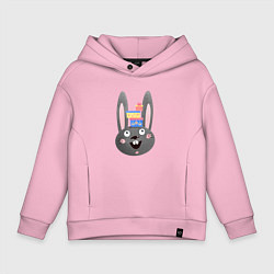 Толстовка оверсайз детская Черный кролик с подарками, цвет: светло-розовый