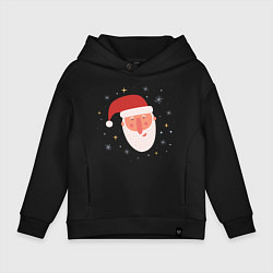Толстовка оверсайз детская Голова Деда Мороза, цвет: черный