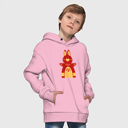 Толстовка оверсайз детская Red bunny, цвет: светло-розовый — фото 2