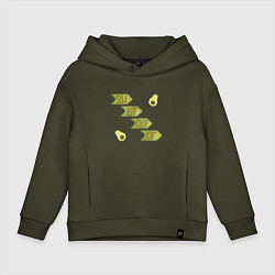 Толстовка оверсайз детская Диетолог авокадо, цвет: хаки