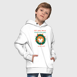 Толстовка оверсайз детская Its the most fluffiest time of the year, цвет: белый — фото 2