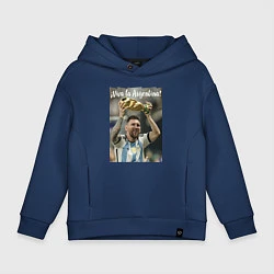 Толстовка оверсайз детская Lionel Messi - world champion - Argentina, цвет: тёмно-синий