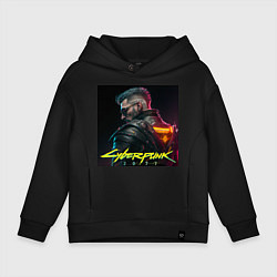 Толстовка оверсайз детская Киберпанк, Кочевник, цвет: черный