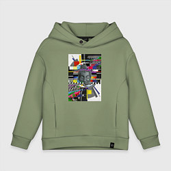 Толстовка оверсайз детская Будда телепомехи, цвет: авокадо